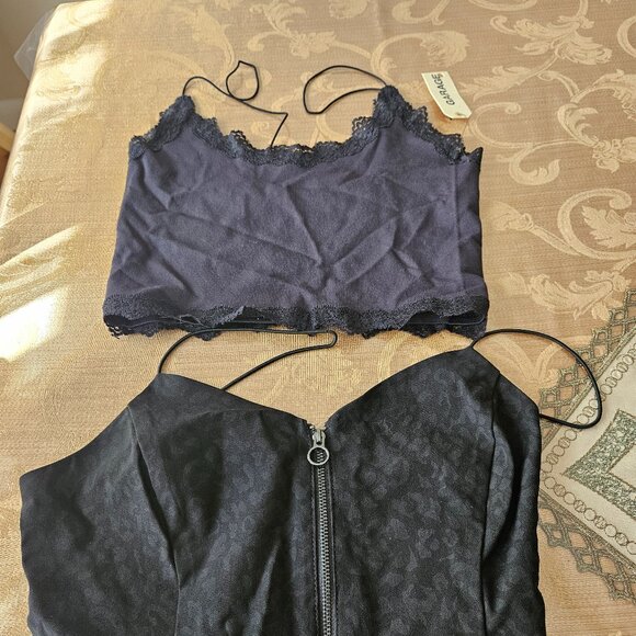 NWT Set of 2 Black Garage Crop Cami - Picture 2 of 10